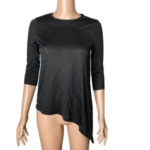 Ted Baker London Blouse Womens Size 0 Asymmetric Black Shimmer Sparkle